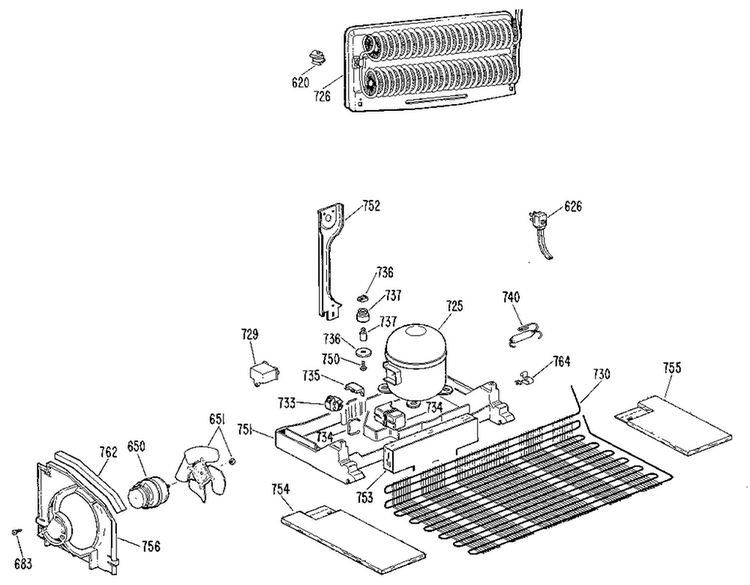 Unit Parts Diagram and Parts List for TBX24ZKGR  General Electric Refrigerator