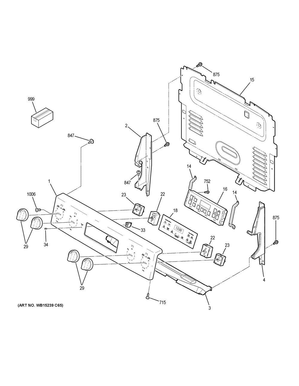 Control Panel Diagram and Parts List for JB645RKBSS  General Electric Range