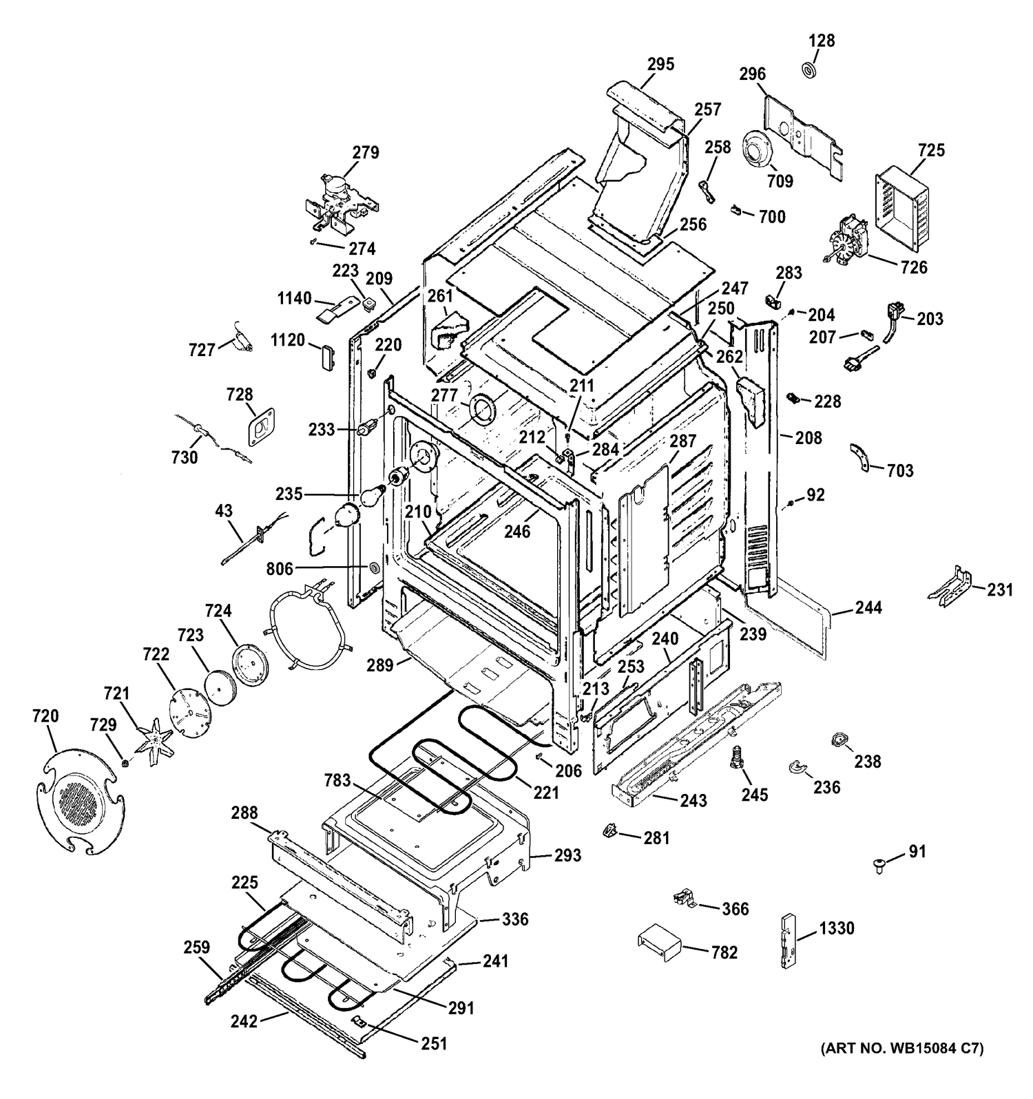 BODY PARTS Diagram and Parts List for CGS985SET8SS  General Electric Range