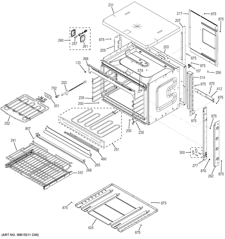 Body Parts Diagram and Parts List for PK7000SF4SS  General Electric Wall Oven