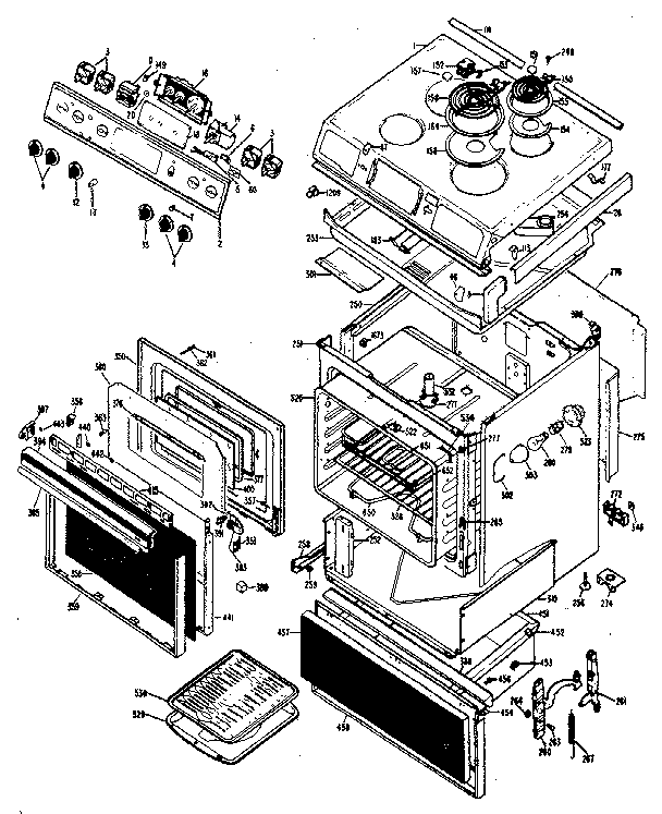 Body Section Diagram and Parts List for JSS27G0J3  General Electric Range