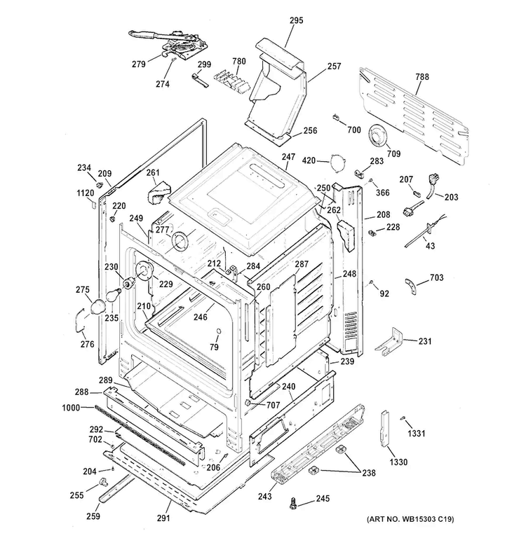 Body Parts Diagram and Parts List for JGB620REF1SS  General Electric Range