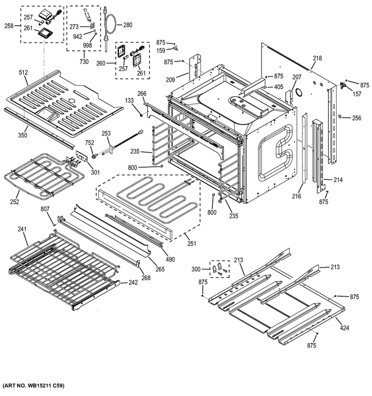 Lower Oven Diagram and Parts List for PT7550EH1ES  General Electric Wall Oven