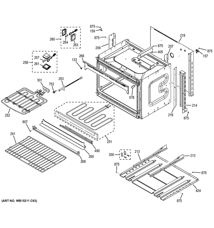 Lower Oven Diagram and Parts List for JT5500DF3WW  General Electric Wall Oven