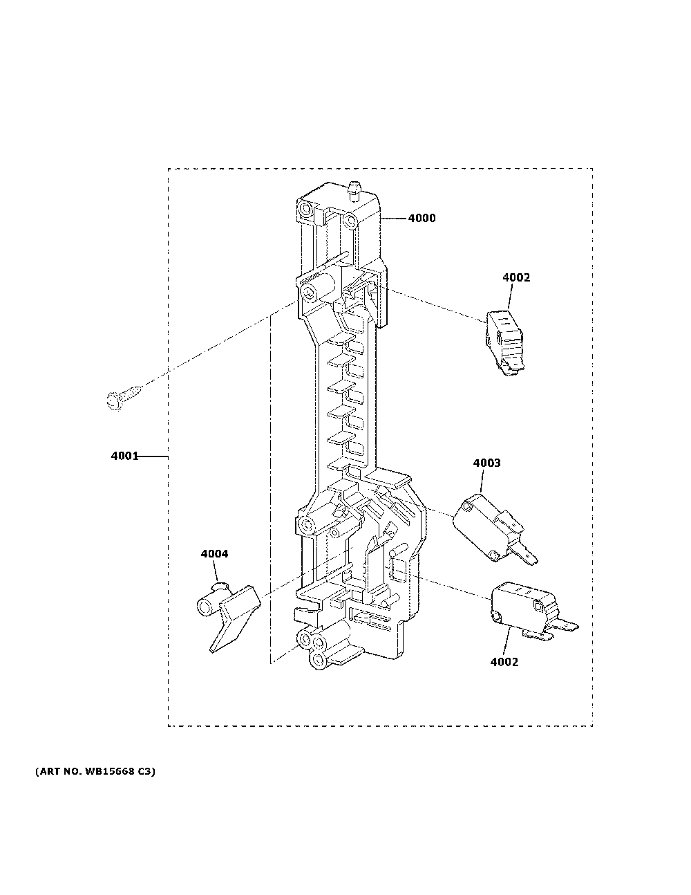 Latch Board Parts Diagram and Parts List for JVM3160DF8CC  General Electric Microwave