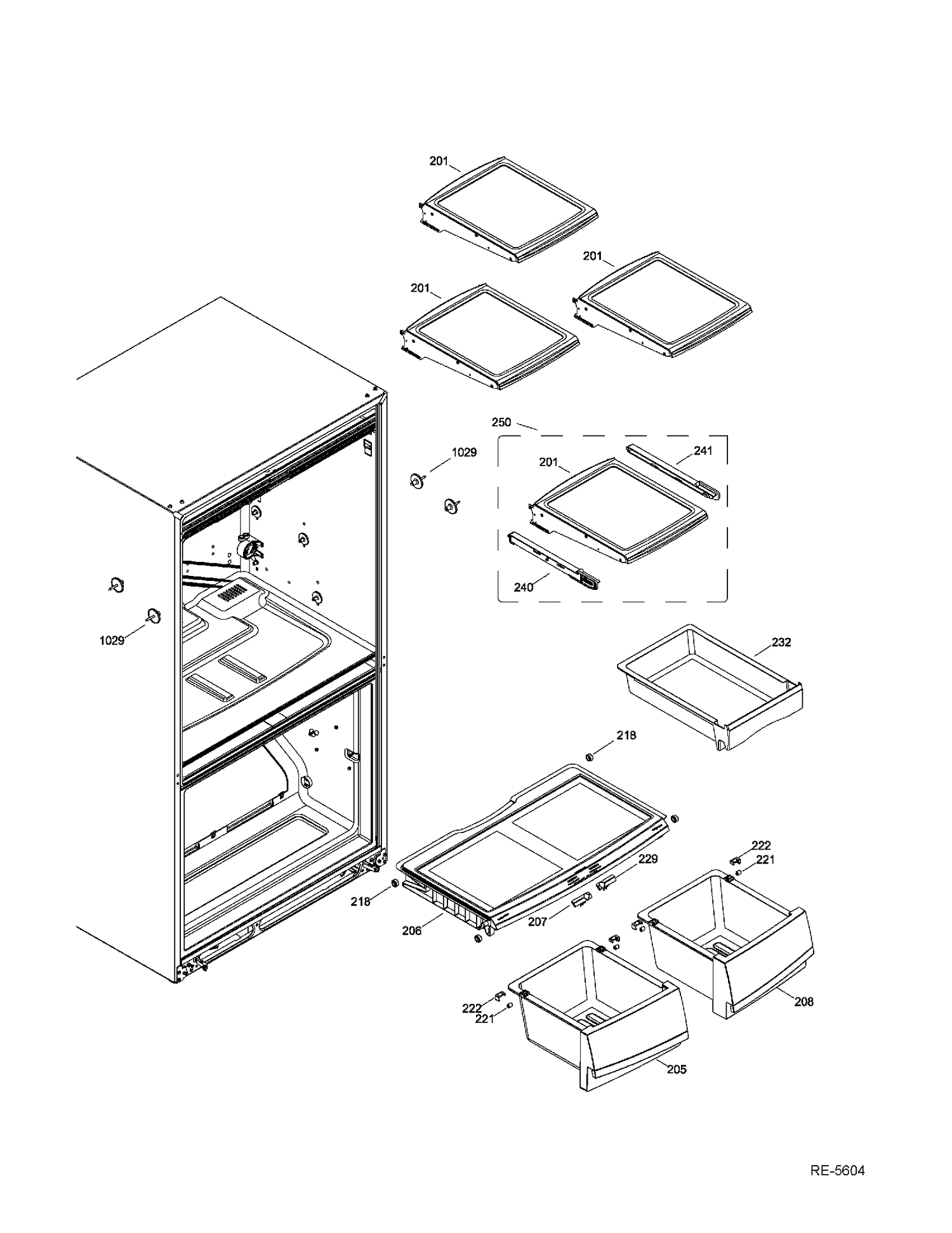 FF SHELVES Diagram and Parts List for PDR20KGEARWW  General Electric Refrigerator