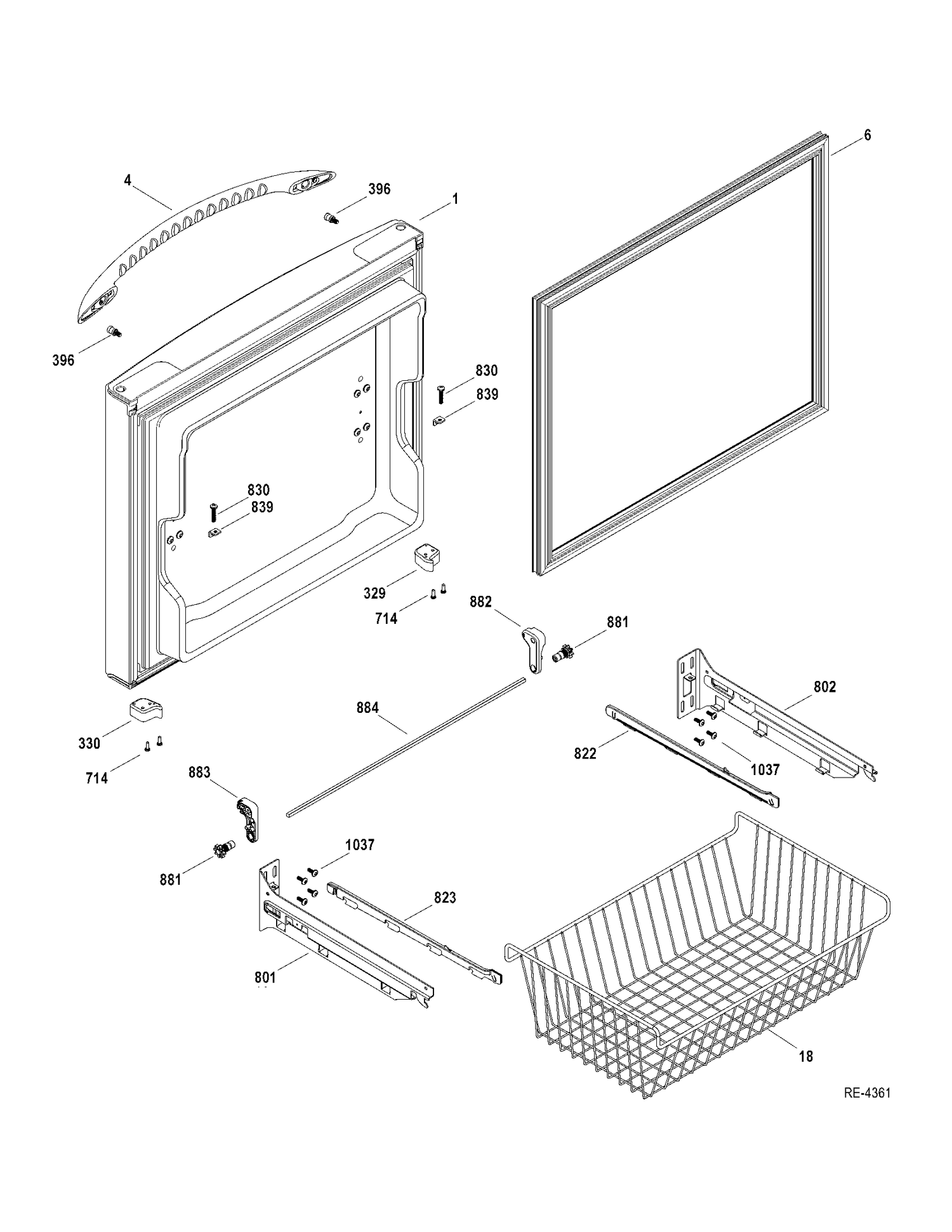 FZ DOOR Diagram and Parts List for PDRS3MBYARSS  General Electric Refrigerator