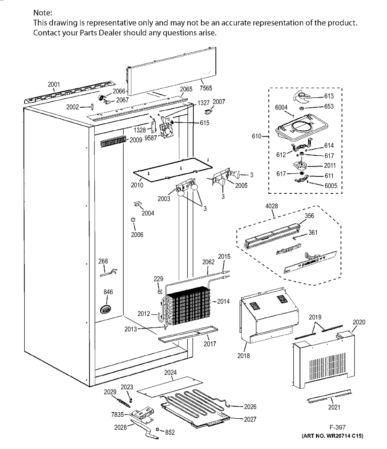 CABINET 1 Diagram and Parts List for ZIFS360NHARH  General Electric Freezer