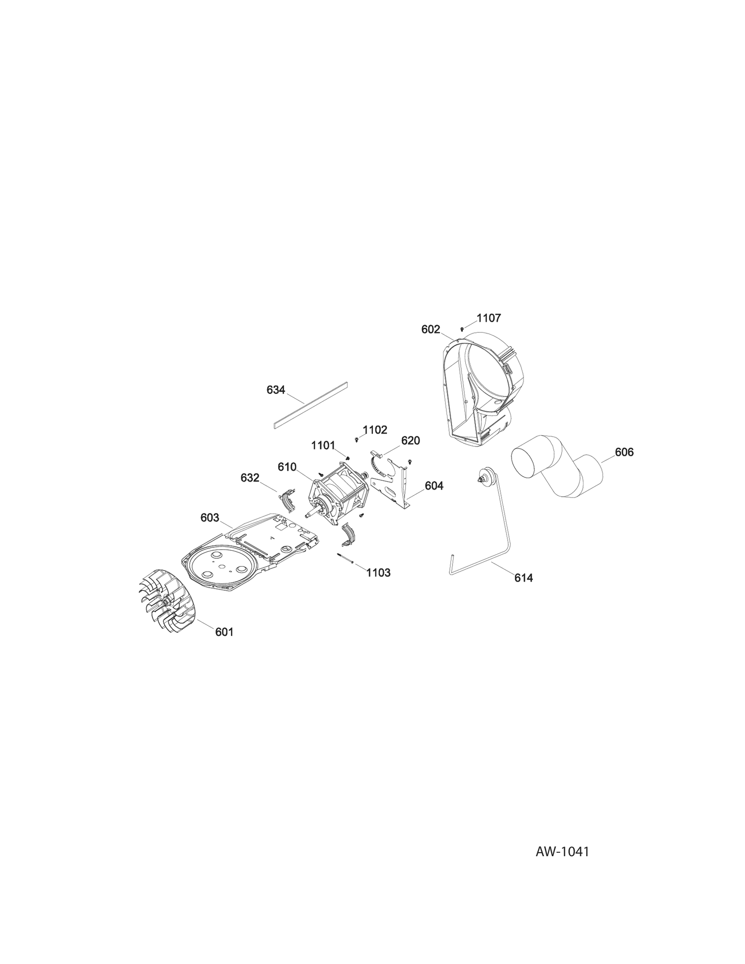 BLOWER AND DRIVE ASM Diagram and Parts List for GUAP270EM1WW  General Electric Washer