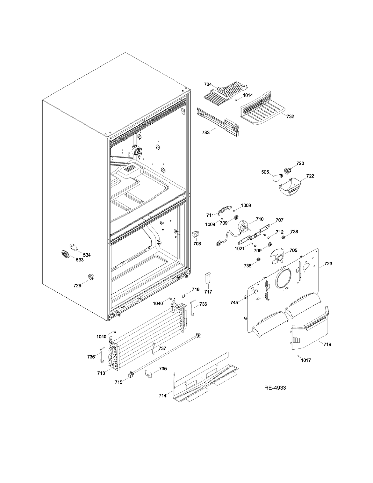 FUNCTIONAL PARTS FZ Diagram and Parts List for PDRS0MBYGRSS  General Electric Refrigerator