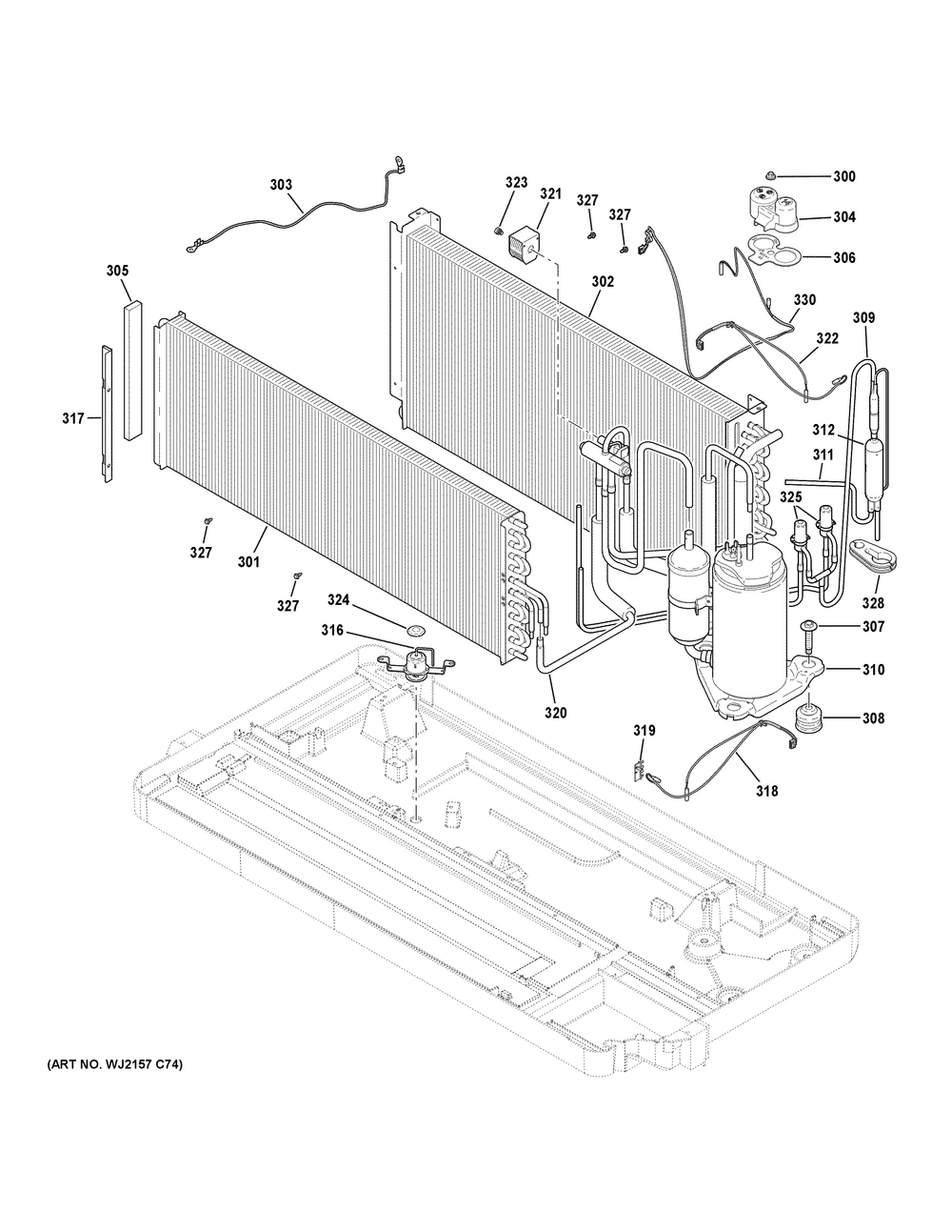 Sealed System Diagram and Parts List for AZVS15DCXWAK1  General Electric Air Conditioner