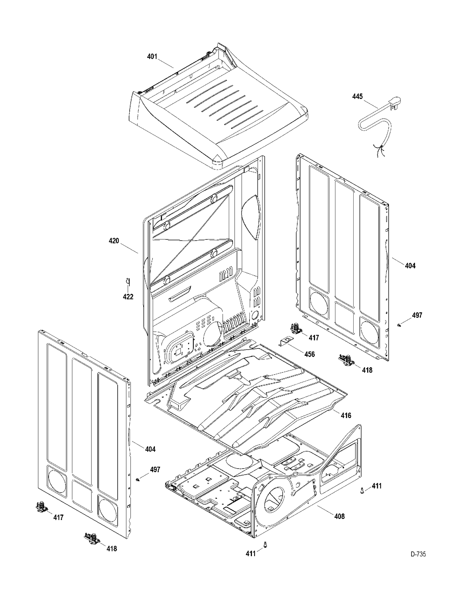 CABINET Diagram and Parts List for PTMN945GMGG0  General Electric Dryer