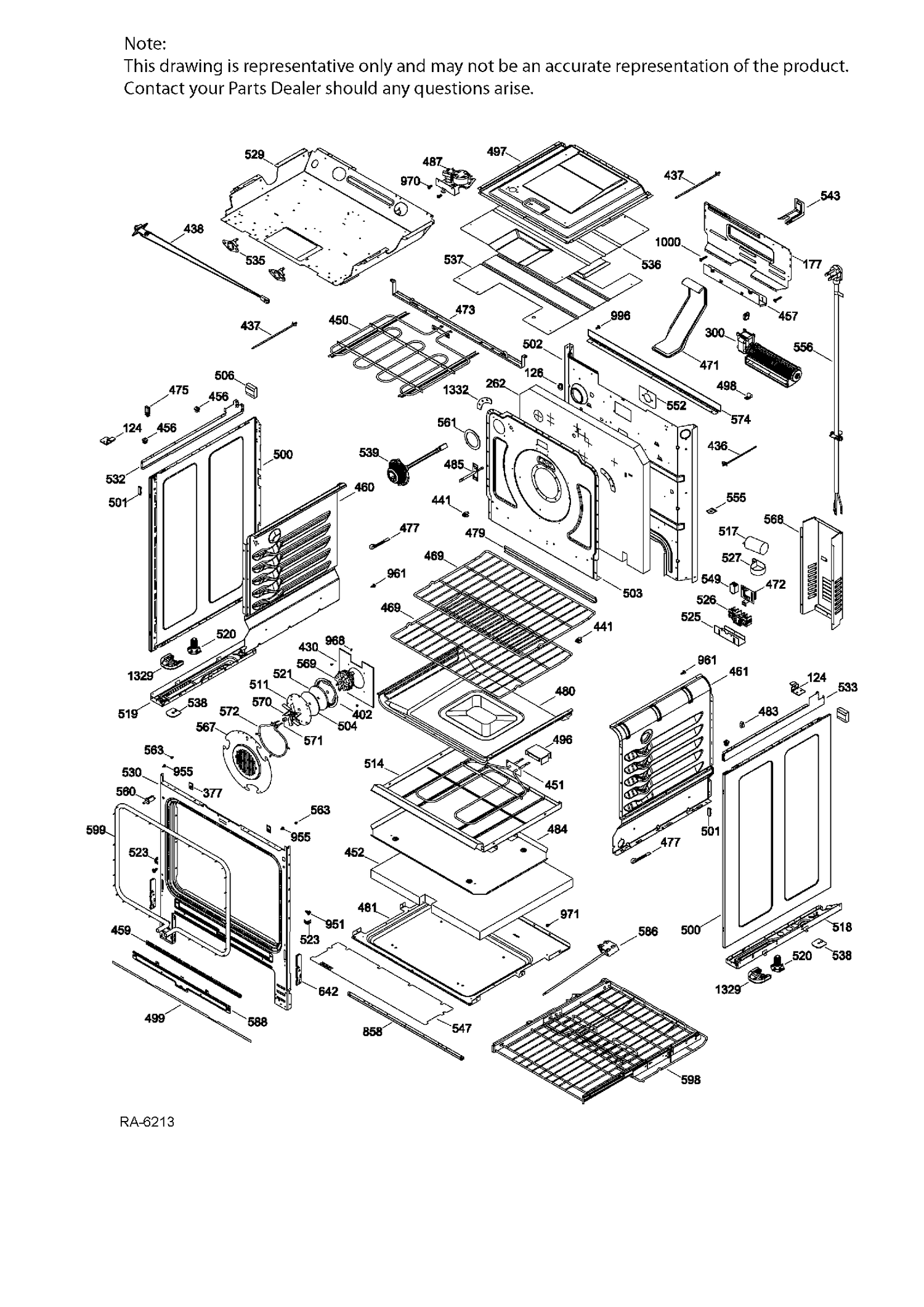 BODY PARTS Diagram and Parts List for PCS940EJ1ES  General Electric Range