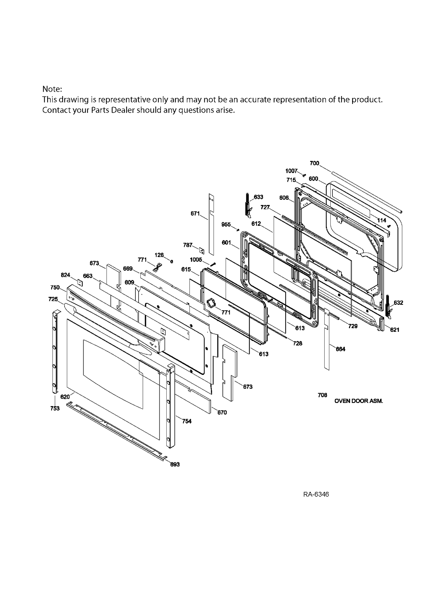 DOOR & DRAWER PARTS Diagram and Parts List for PCS968DR3WW  General Electric Range