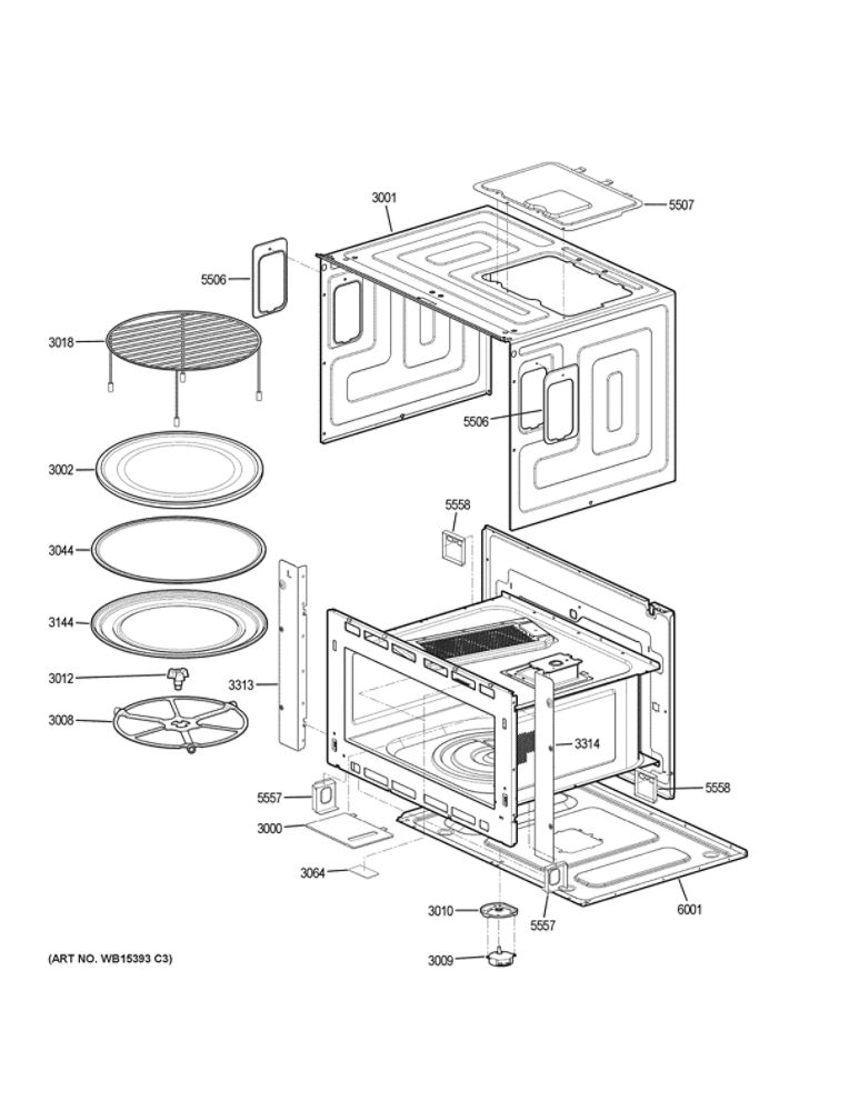 Oven Cavity Parts Diagram and Parts List for PT9800SH9SS  General Electric Wall Oven