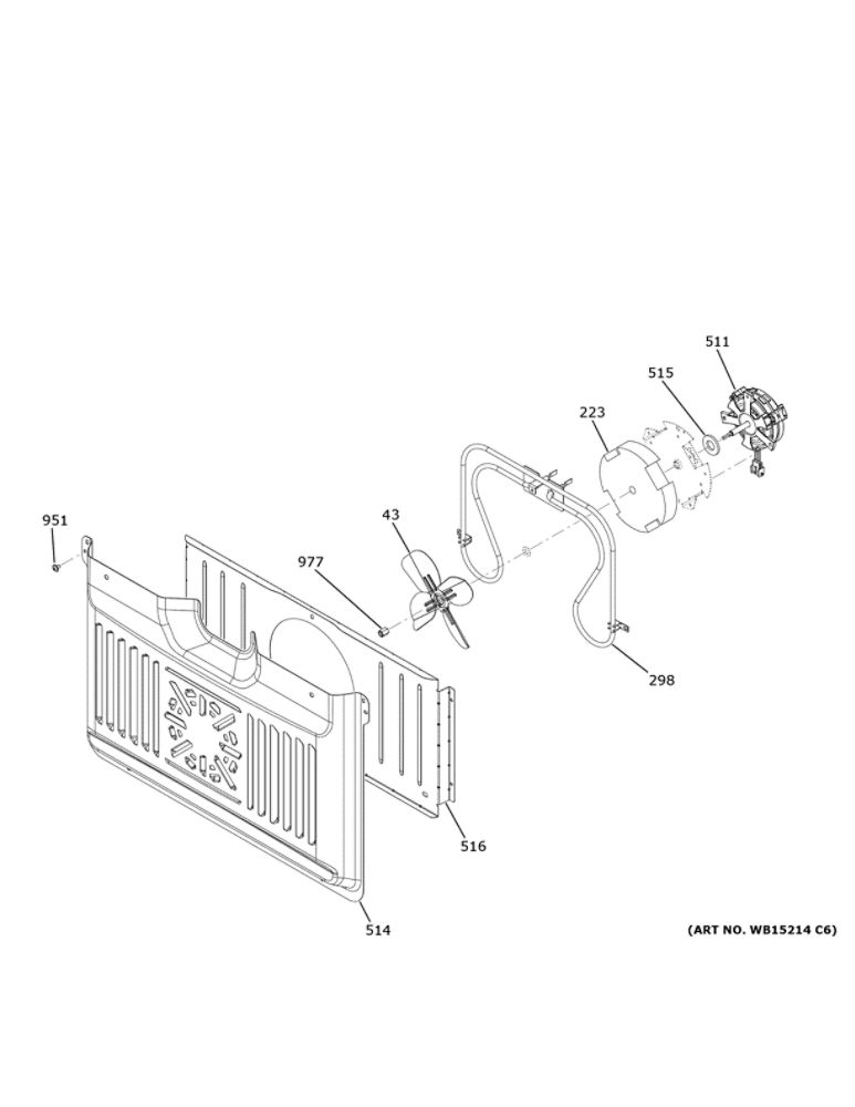 Convection Fan Diagram and Parts List for CTS90DP4N1W2  General Electric Wall Oven