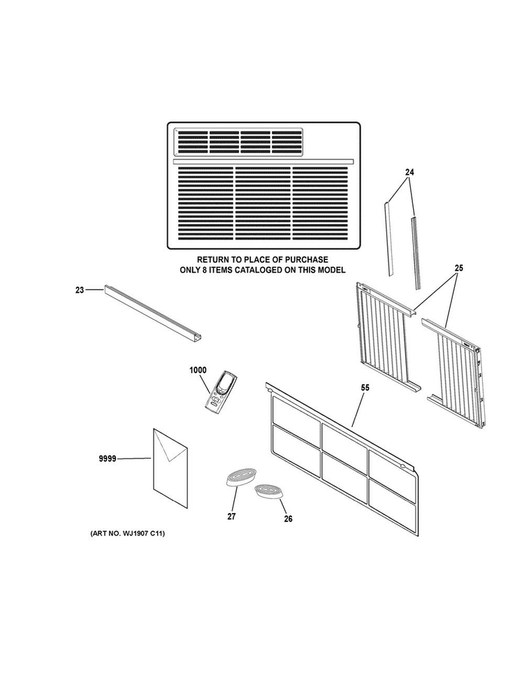 Room Air Conditioner Diagram and Parts List for AEM06LVQ2  General Electric Air Conditioner