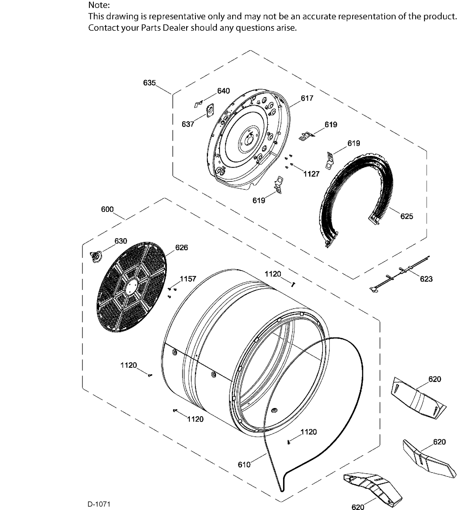 DRUM ASM Diagram and Parts List for GTD42EAMJ0WW  General Electric Dryer