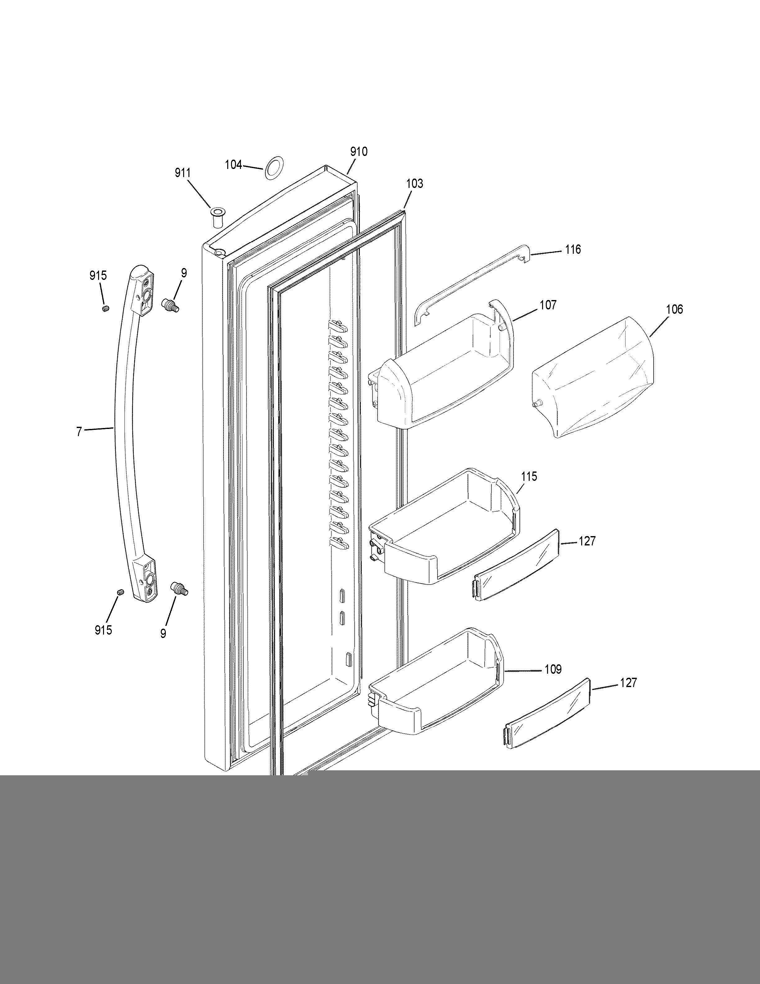 FRESH FOOD DOOR Diagram and Parts List for PSS28KSHGCSS  General Electric Refrigerator