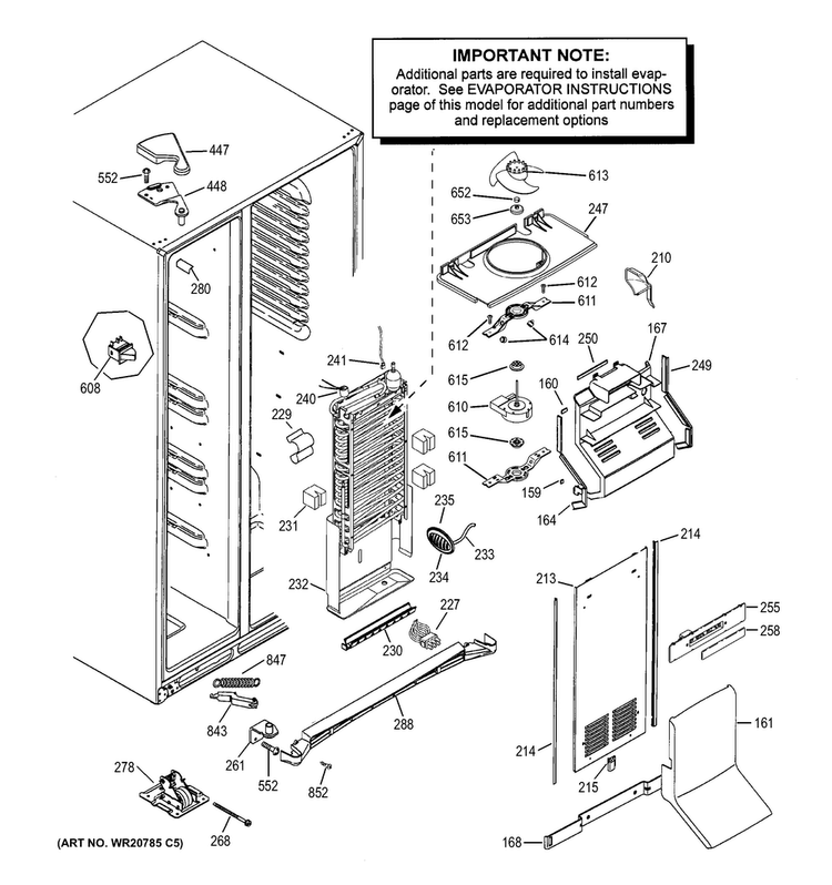 Freezer Section Diagram and Parts List for PSS28KSHBCSS  General Electric Refrigerator