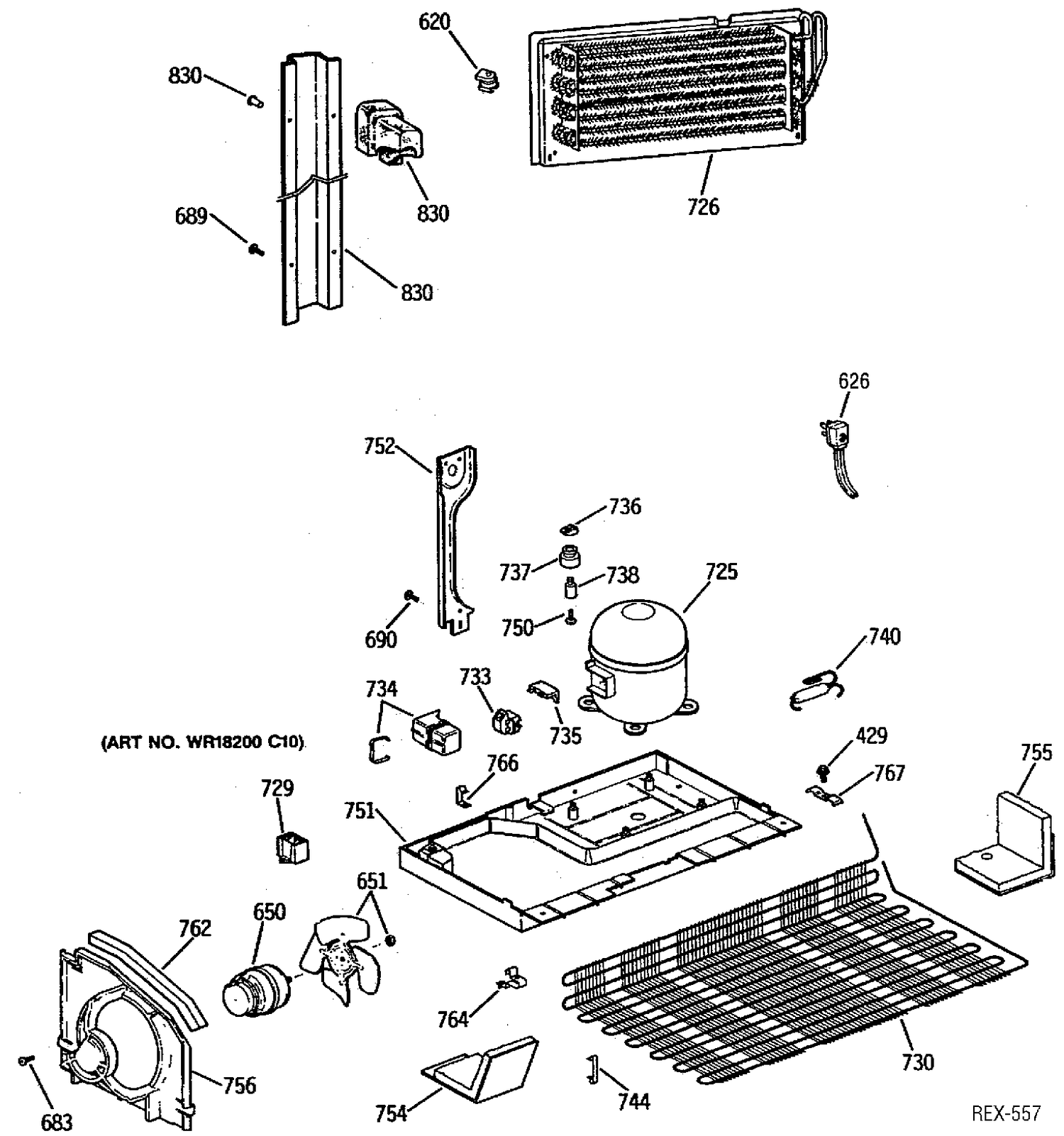 SYSTEM GROUP Diagram and Parts List for CTX18G1XCRAA  General Electric Refrigerator