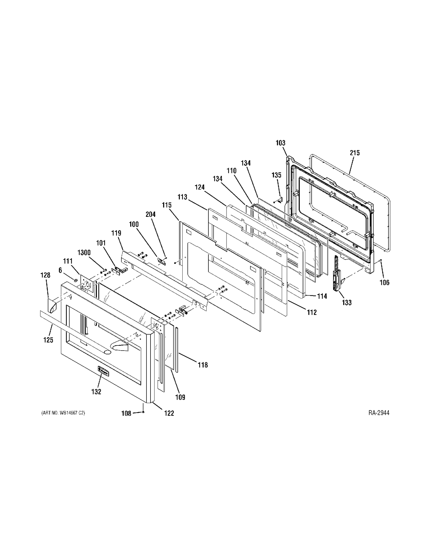 DOOR Diagram and Parts List for ZDP304NP7SS  General Electric Range