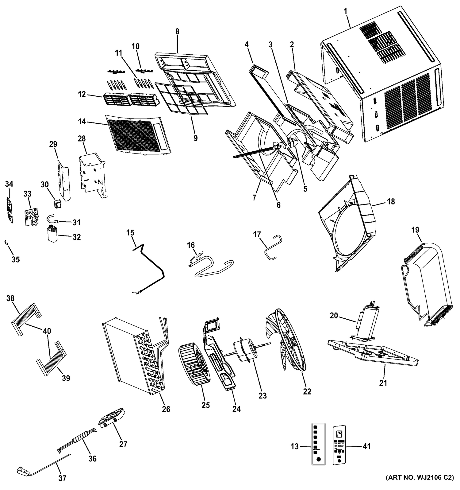 ROOM AIR CONDITIONER Diagram and Parts List for AHH10ASQ1  General Electric Air Conditioner