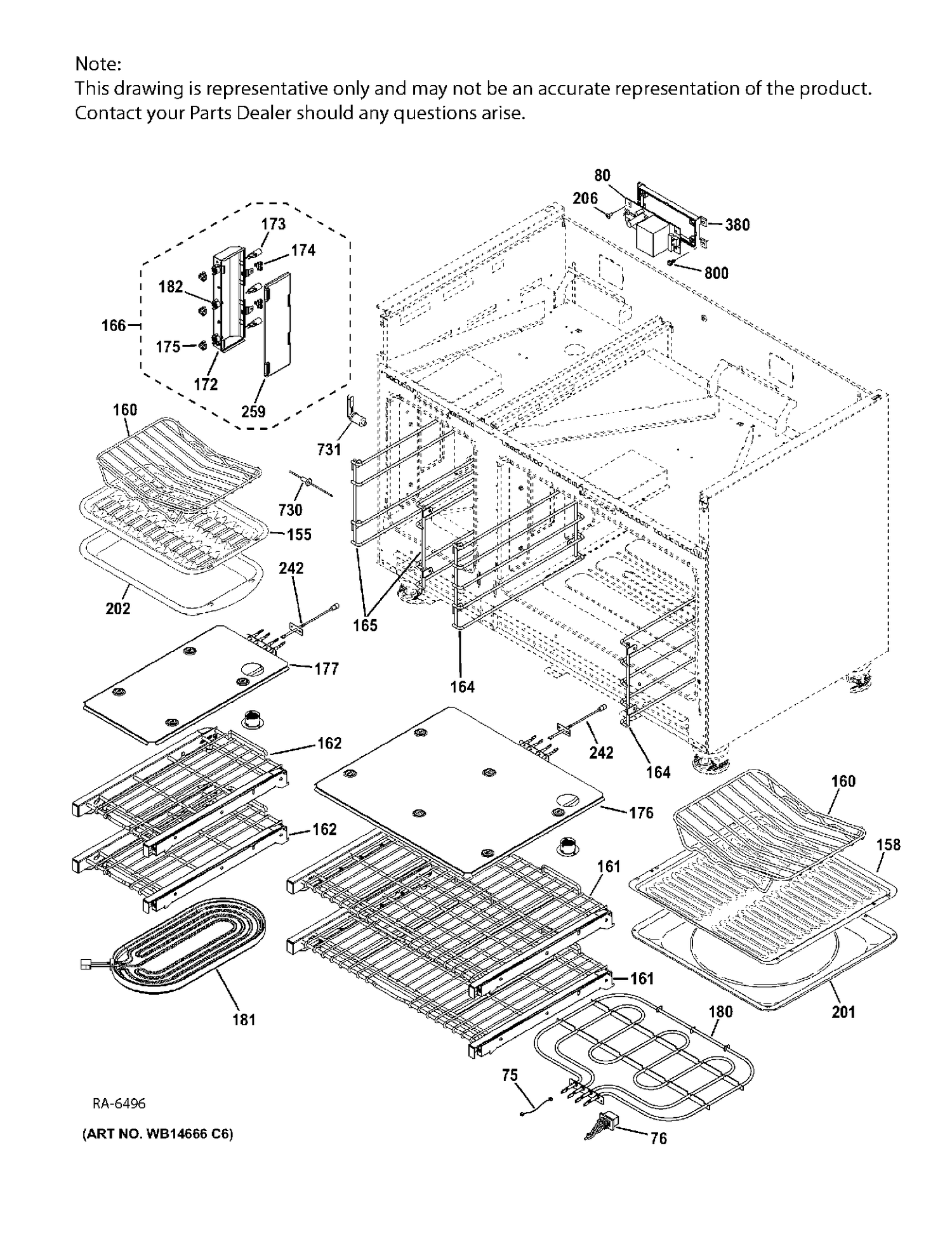 OVEN CAVITY PARTS Diagram and Parts List for ZDP484NGP8SS  General Electric Range