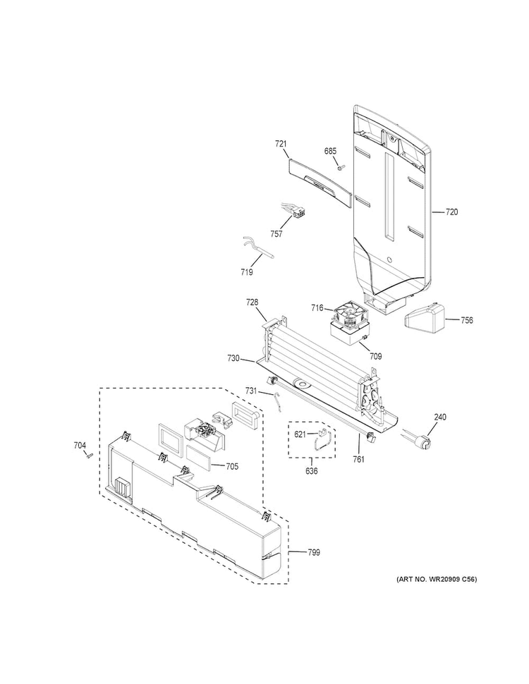 Fresh Food Section Diagram and Parts List for CYE22USHBSS  General Electric Refrigerator