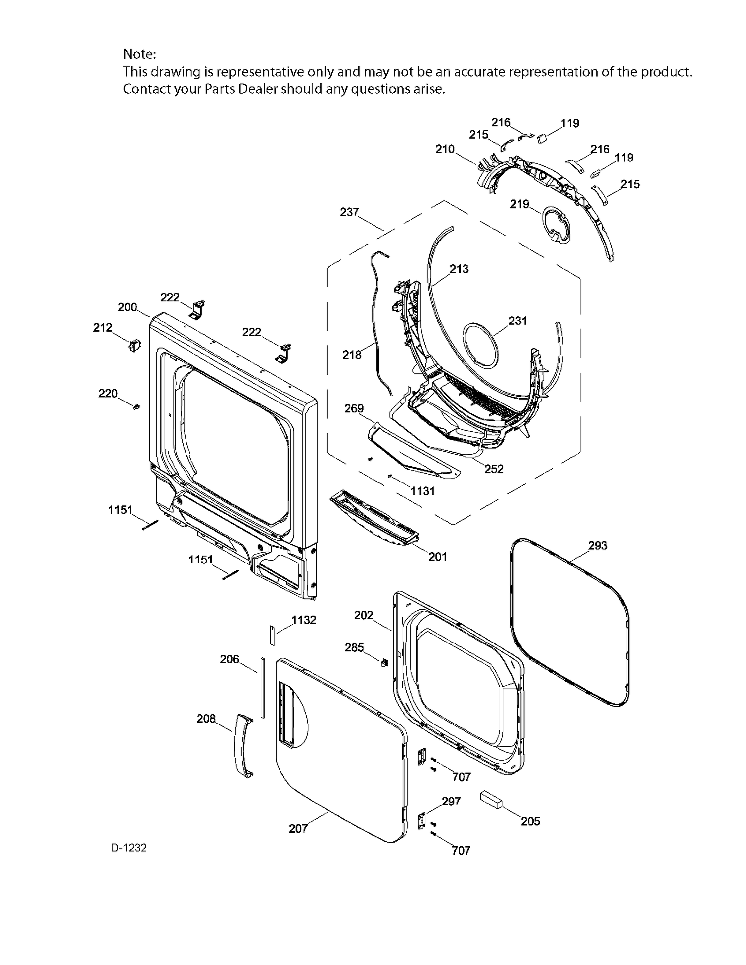 DOOR DRYER Diagram and Parts List for GUAN275ED2WW  General Electric Dryer