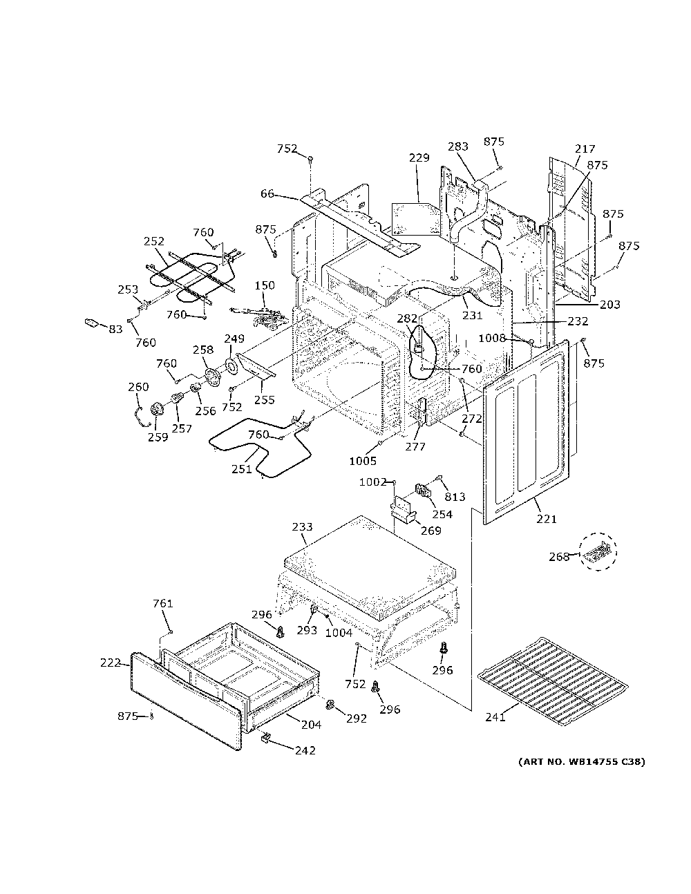 Body parts Diagram and Parts List for JB625DK6WW  General Electric Range