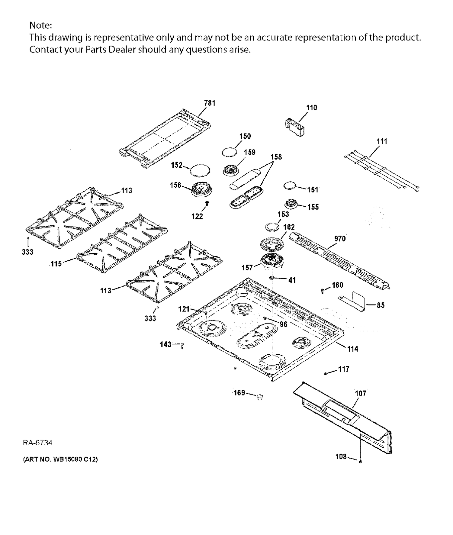 CONTROL PANEL & COOKTOP Diagram and Parts List for CCGS985SETASS  General Electric Range