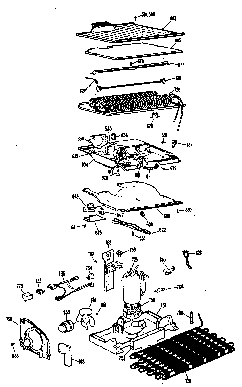 Unit Parts Diagram and Parts List for TBF14SJB  General Electric Refrigerator