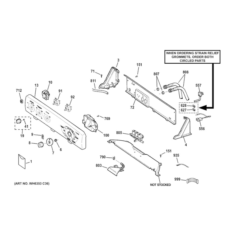 Controls & Backsplash Diagram and Parts List for GTW180SCJ0WW  General Electric Washer