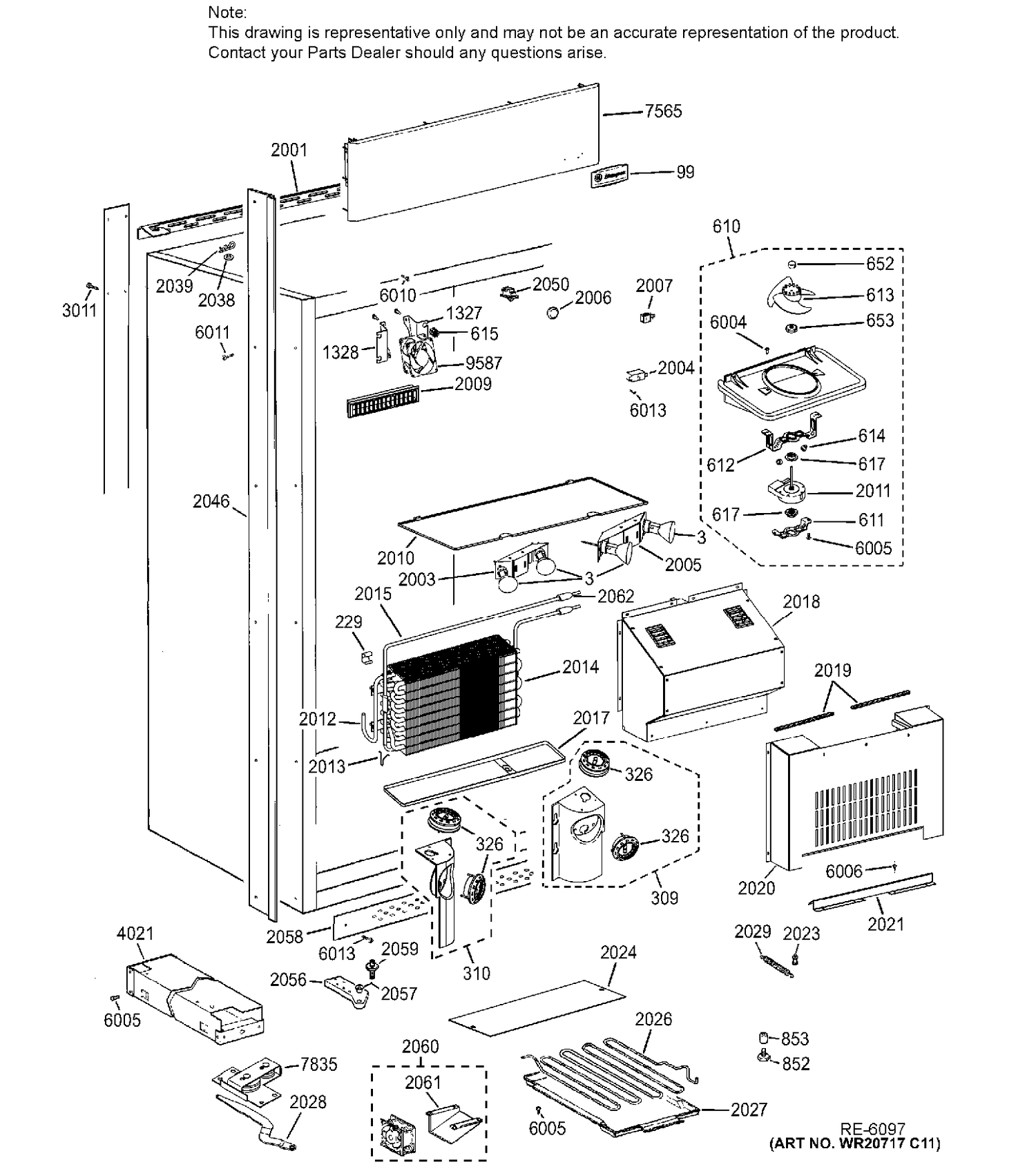 CABINET Diagram and Parts List for ZIRS360NHALH  General Electric Refrigerator