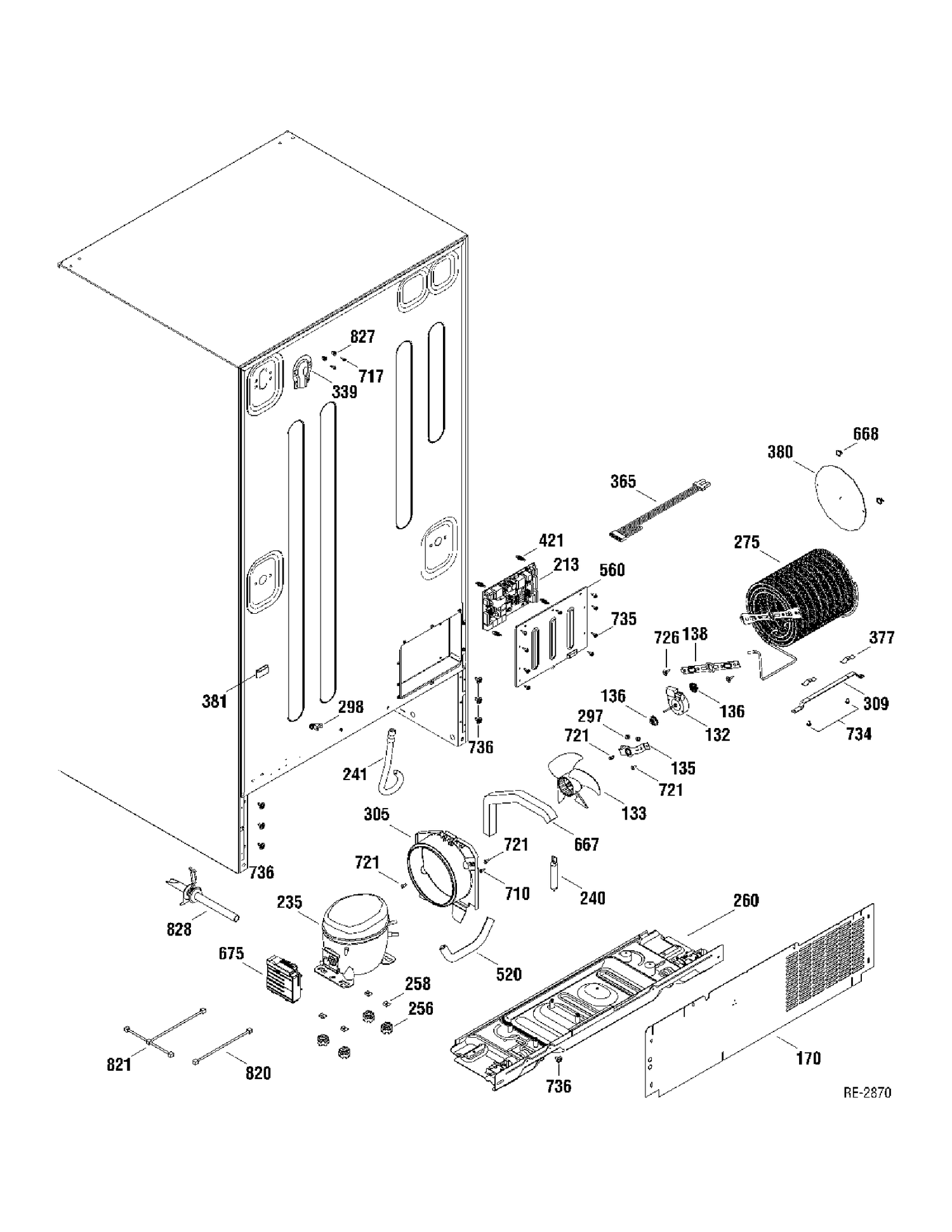 SEALED SYSTEM Diagram and Parts List for PFRS5NBWASS  General Electric Refrigerator