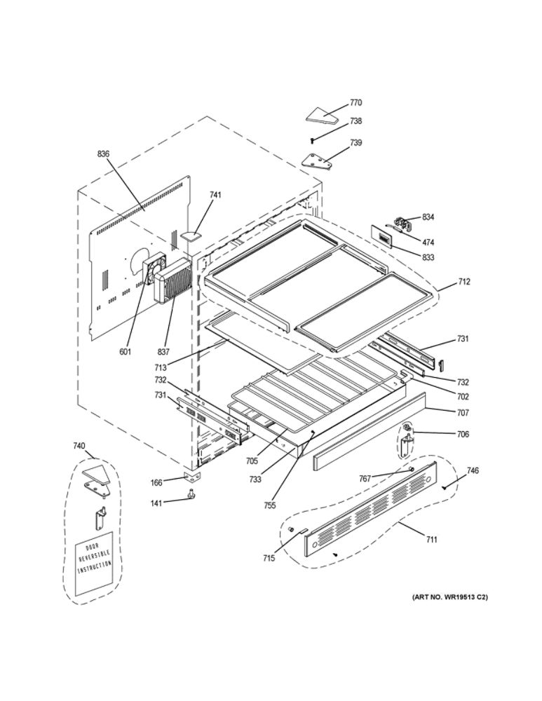 Cabinet And Shelves Diagram and Parts List for ZDBR240NABS  General Electric Wine and Beverage Cooler