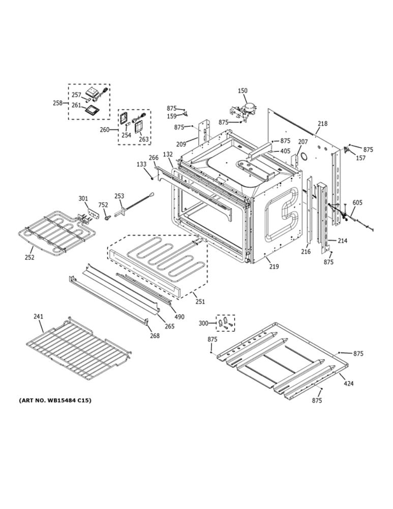 Lower Oven Diagram and Parts List for JKD5000DN2WW  General Electric Wall Oven