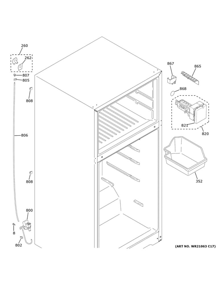 Ice Maker Diagram and Parts List for GIE21GSHCSS  General Electric Refrigerator