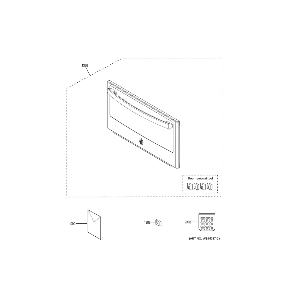 Microwave Door Diagram and Parts List for PT9800SHBSS  General Electric Microwave Oven Combo