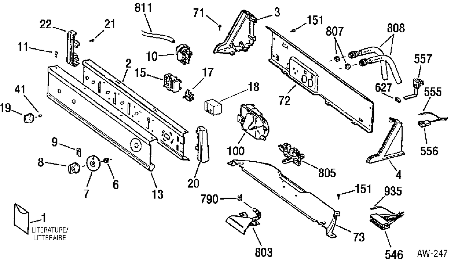 CONTROL GROUP Diagram and Parts List for CCSR2080Y1WW  General Electric Washer