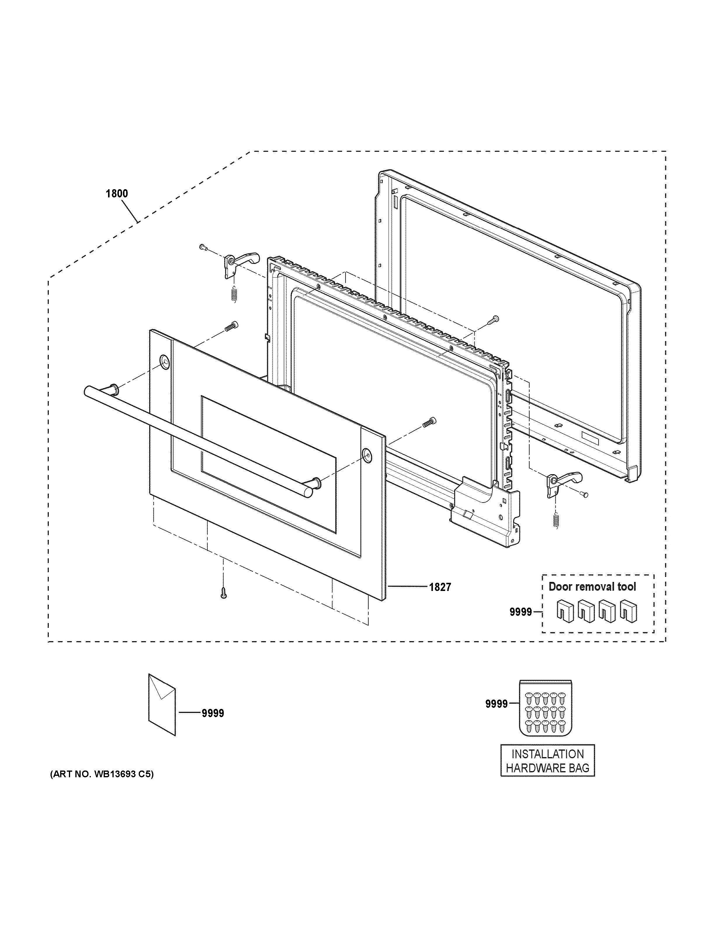DOOR PARTS Diagram and Parts List for ZSC1001J3SS  General Electric Microwave