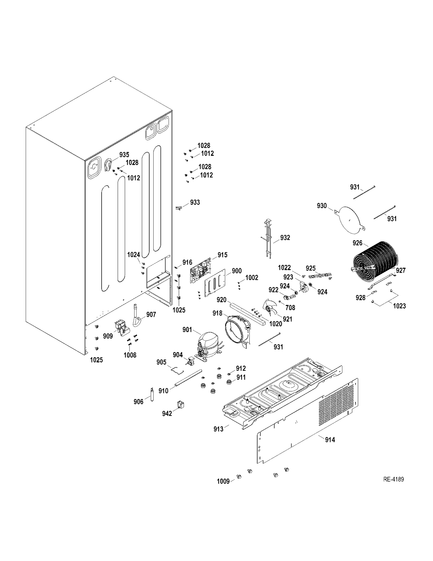 SYSTEM Diagram and Parts List for GSRL3QGZAFLB  General Electric Refrigerator
