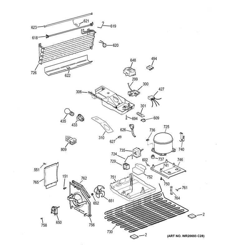 Unit Parts Diagram and Parts List for HTR16BBEMRBB  Hotpoint Refrigerator