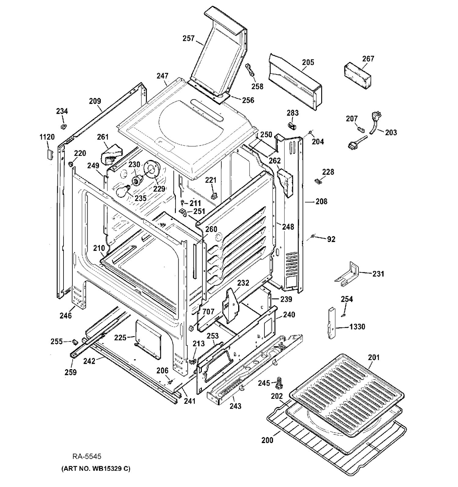 BODY PARTS Diagram and Parts List for JCGBS10DEF1WW  General Electric Range