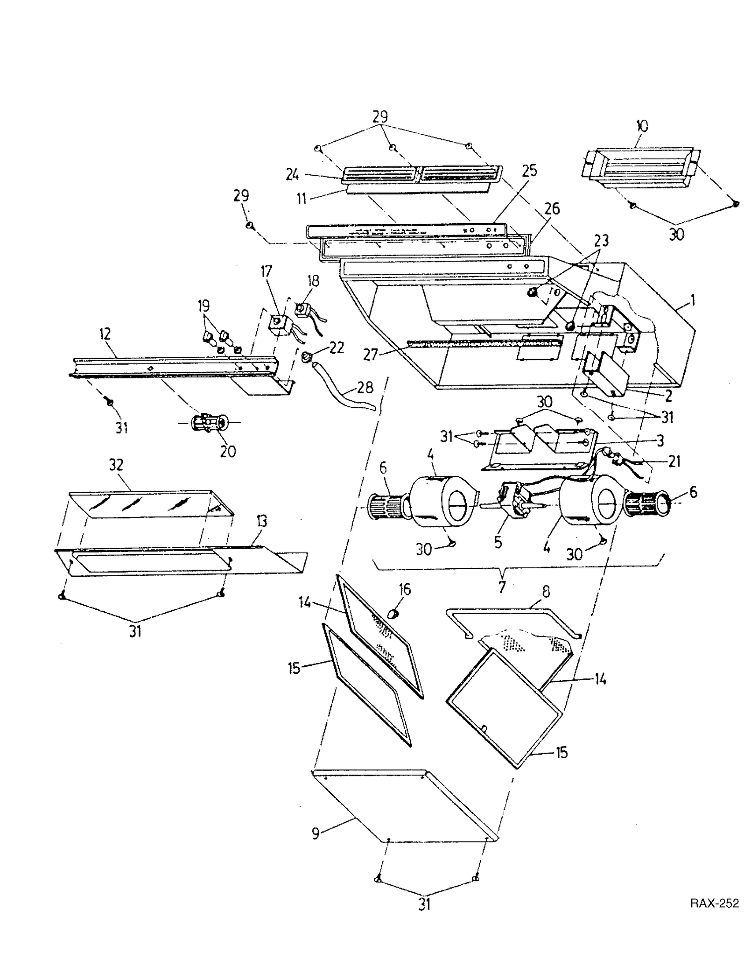 RANGE HOOD Diagram and Parts List for 19200  General Electric Range