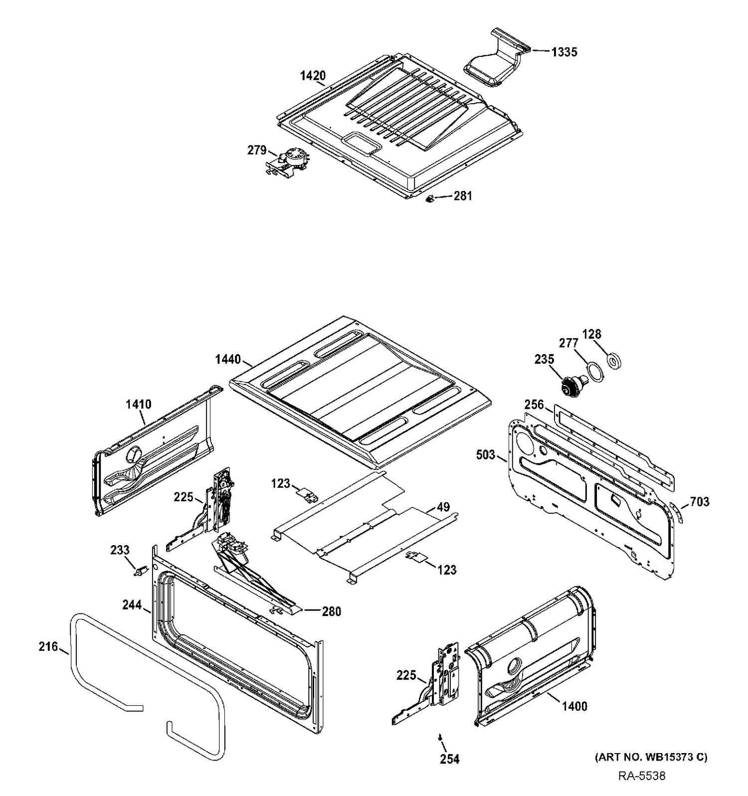 UPPER OVEN Diagram and Parts List for JCGB850SEF1SS  General Electric Range