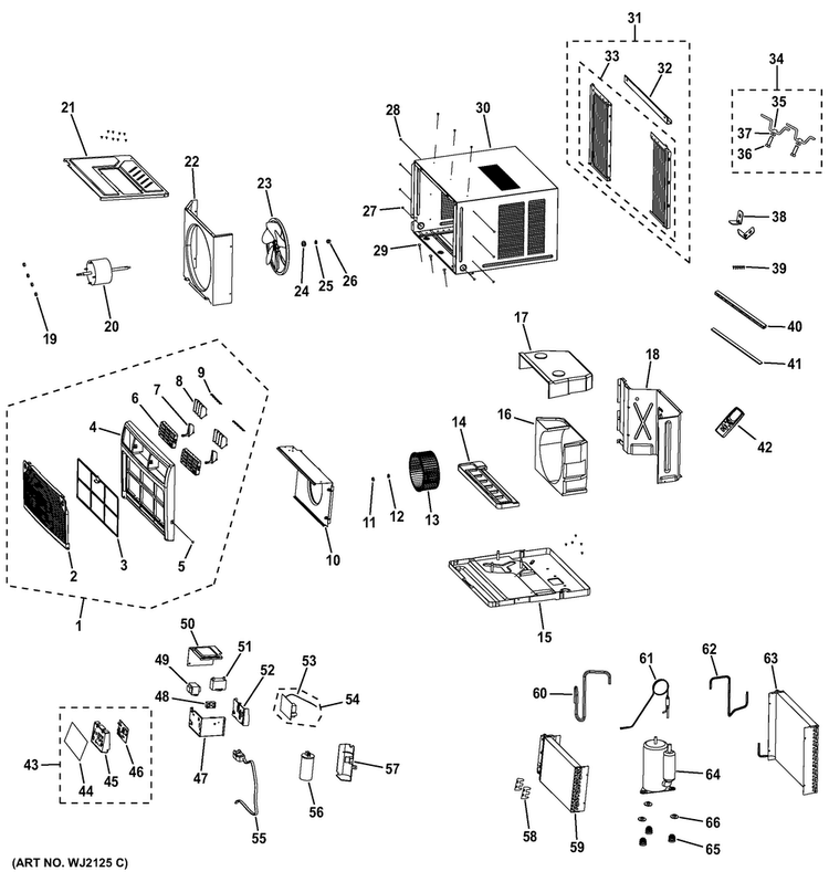 Room Air Conditioner Diagram and Parts List for AEN10ASH1  General Electric Air Conditioner