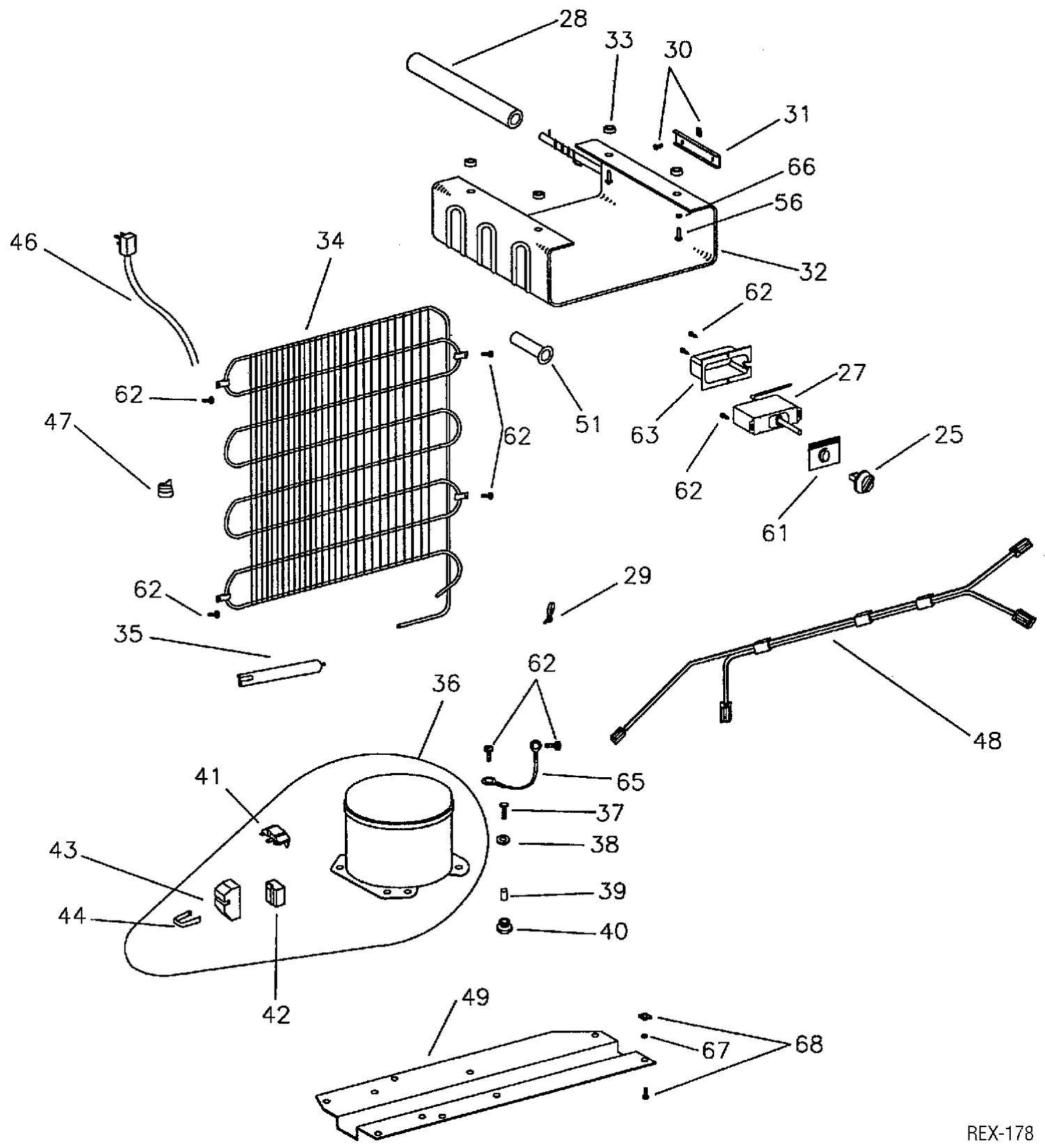 SYSTEM GROUP Diagram and Parts List for TAC4SNYAW  General Electric Refrigerator