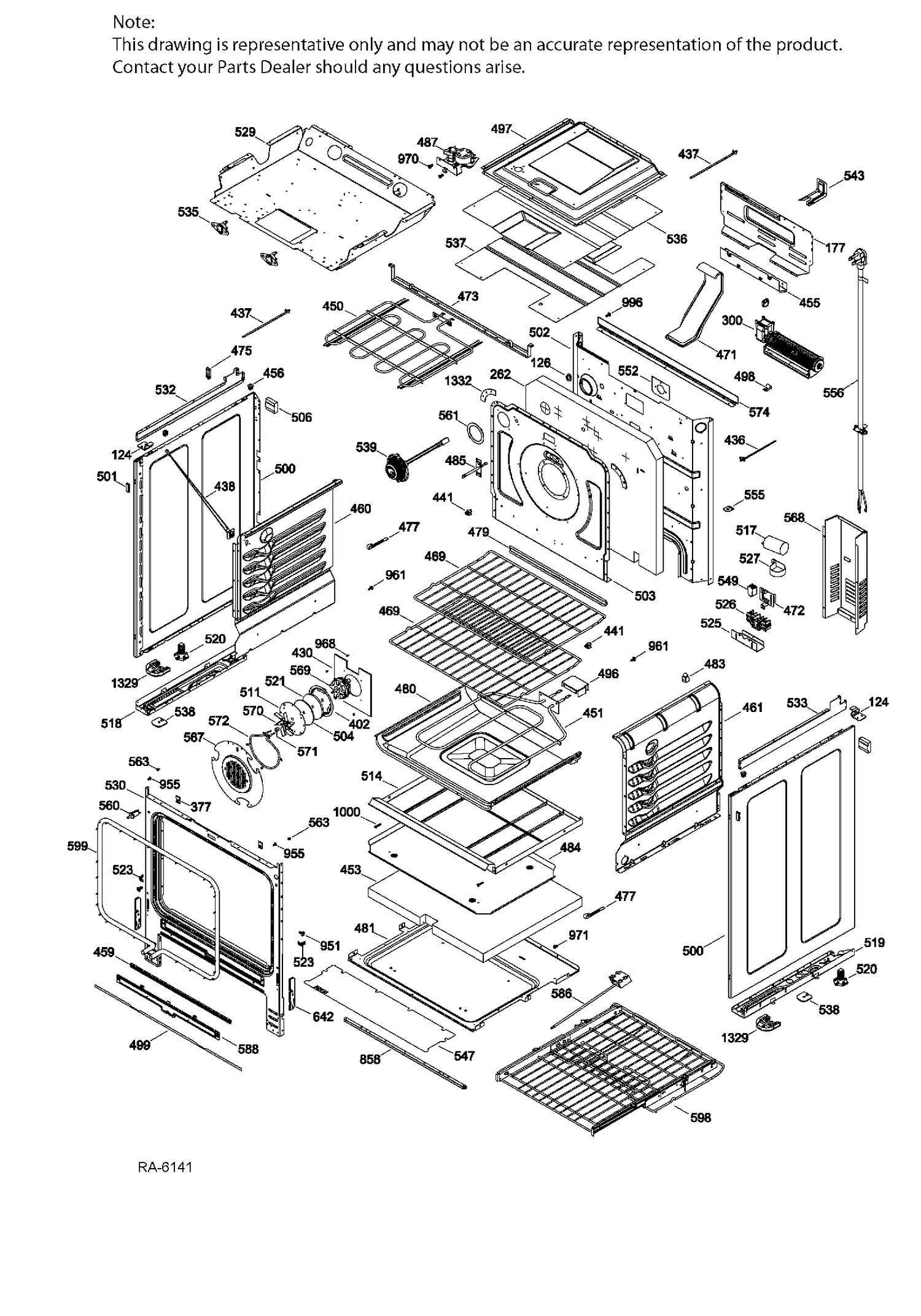 BODY PARTS Diagram and Parts List for PCS940SF3SS  General Electric Range